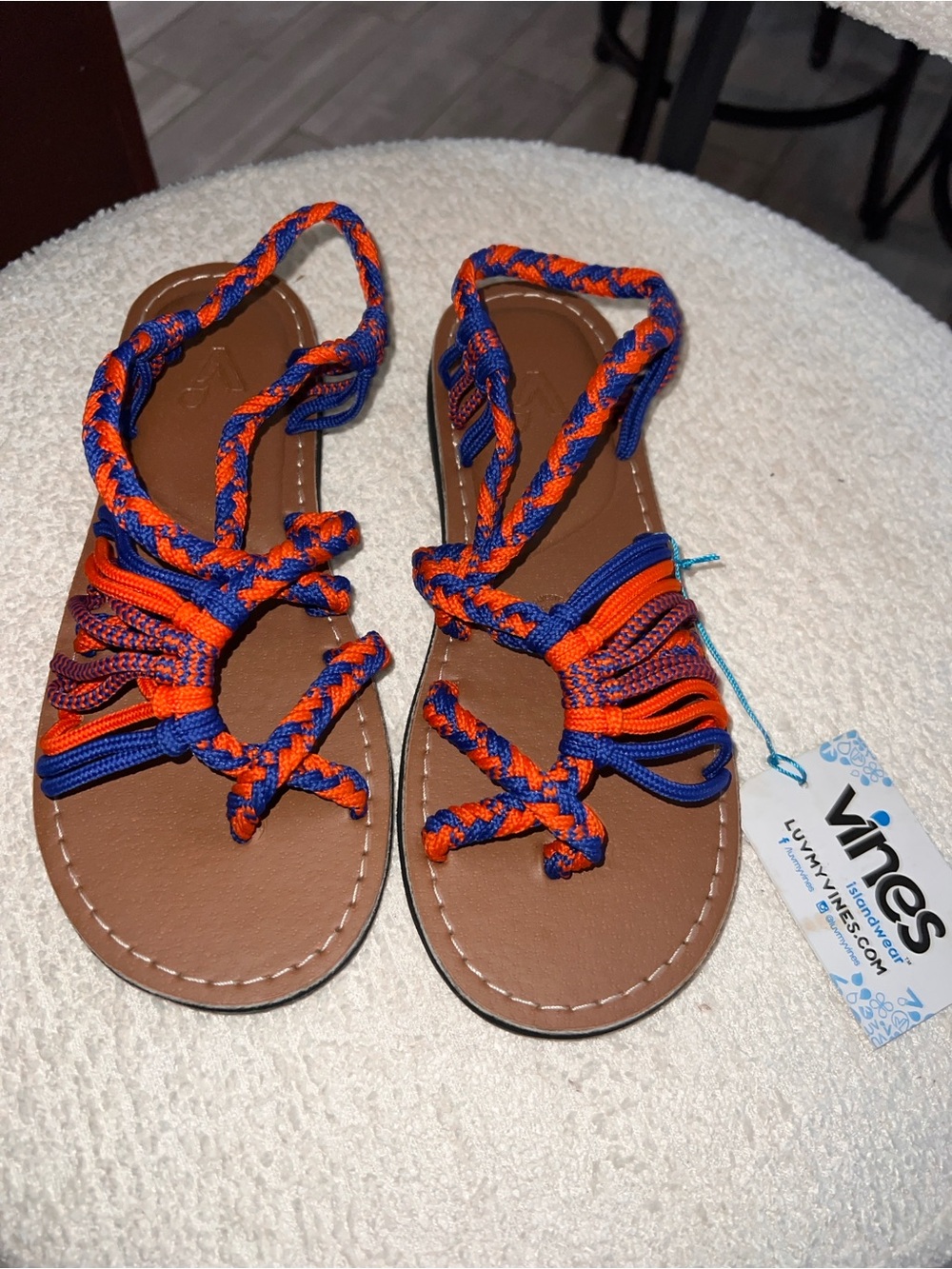 University of Florida Vines Orange and Blue Braided Rope Sandals Size 7